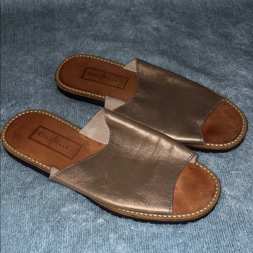 Cole Haan metallic slide sandals size 7 1/2